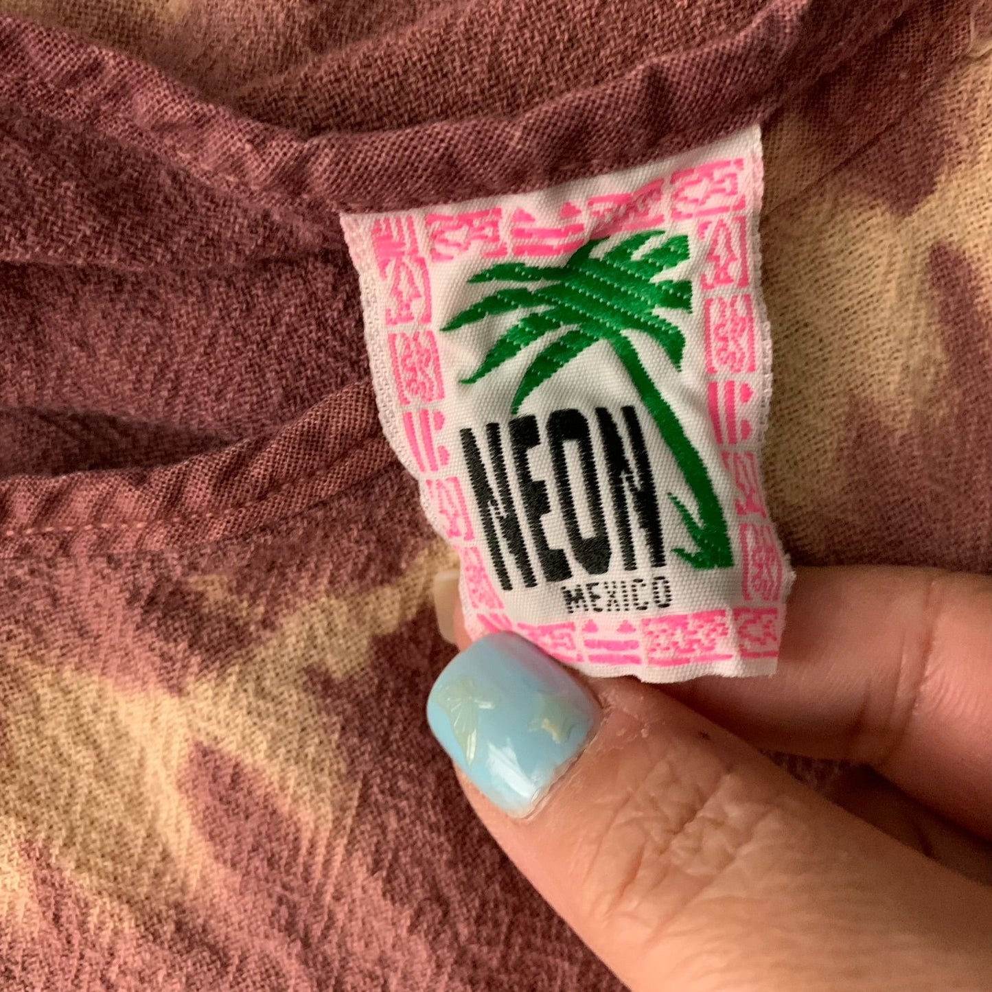 Vintage Cabo Mexico Sun Dress Cover Up M Mauve Tie Dye Sleeveless Round Neck