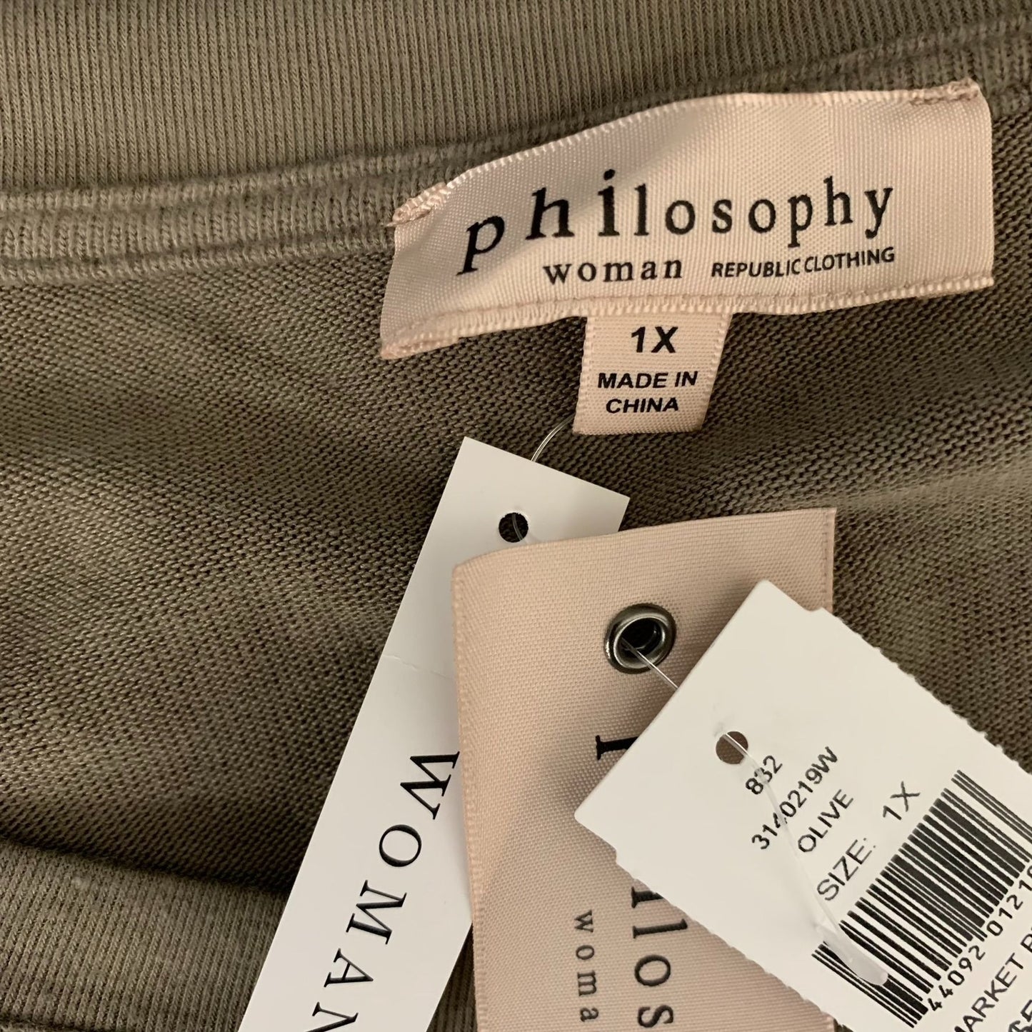 Philosophy Lightweight Pullover Sweater Top 1X Mocha High Low Long Sleeves NEW