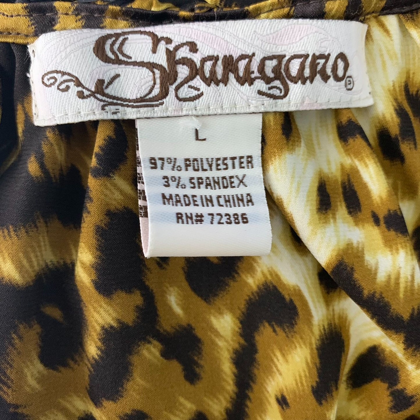 Vintage 90s Leopard Print Shift Dress L Brown Braided Collar Puff Sleeve Pockets