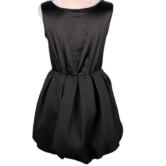 Loveit Sleeveless Mini Bubble Dress 6 Black Wool Blend Pockets Pleated Lined
