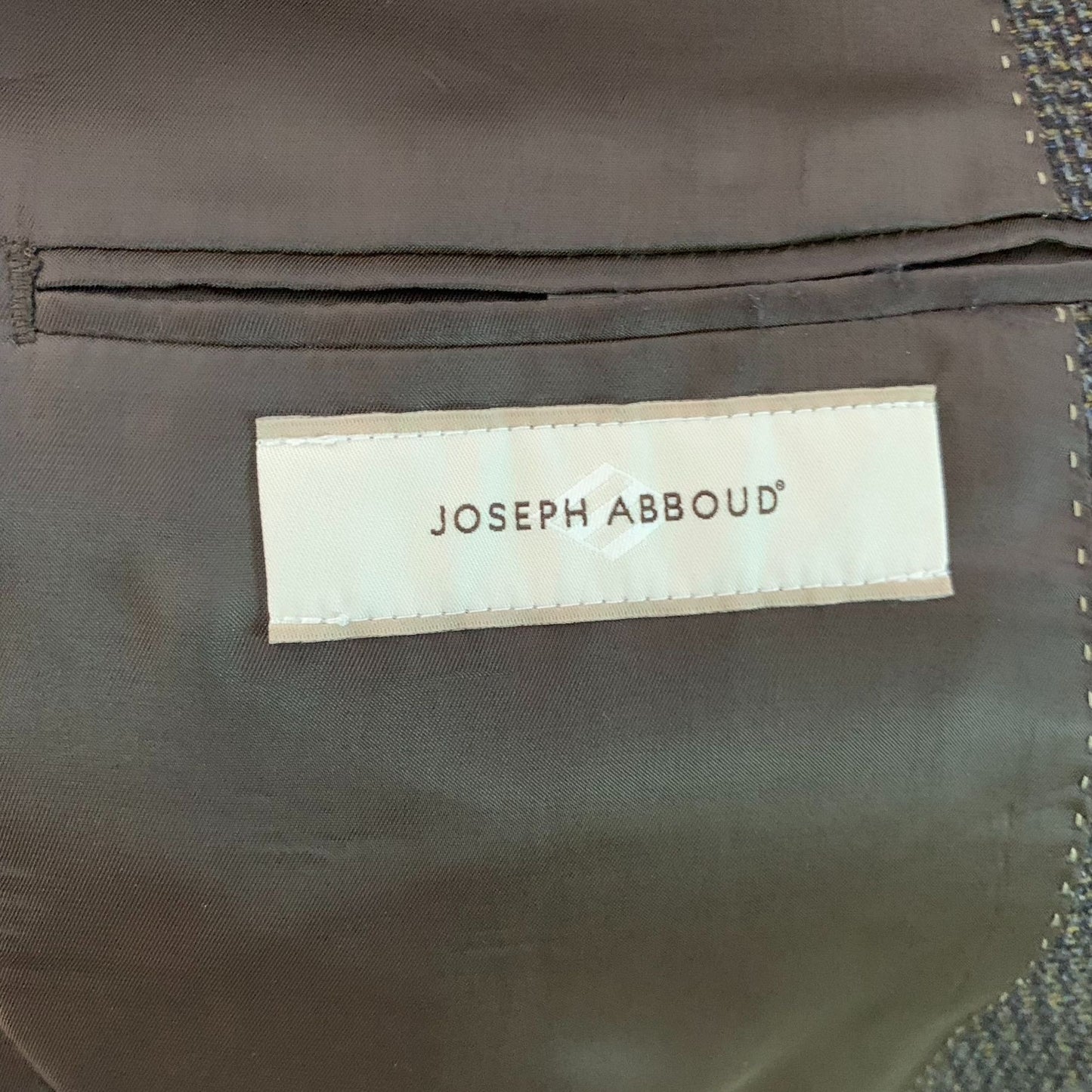 Joseph Abbound Silk Wool Blazer Jacket 46 Brown Blue 2 Button Lined Pockets
