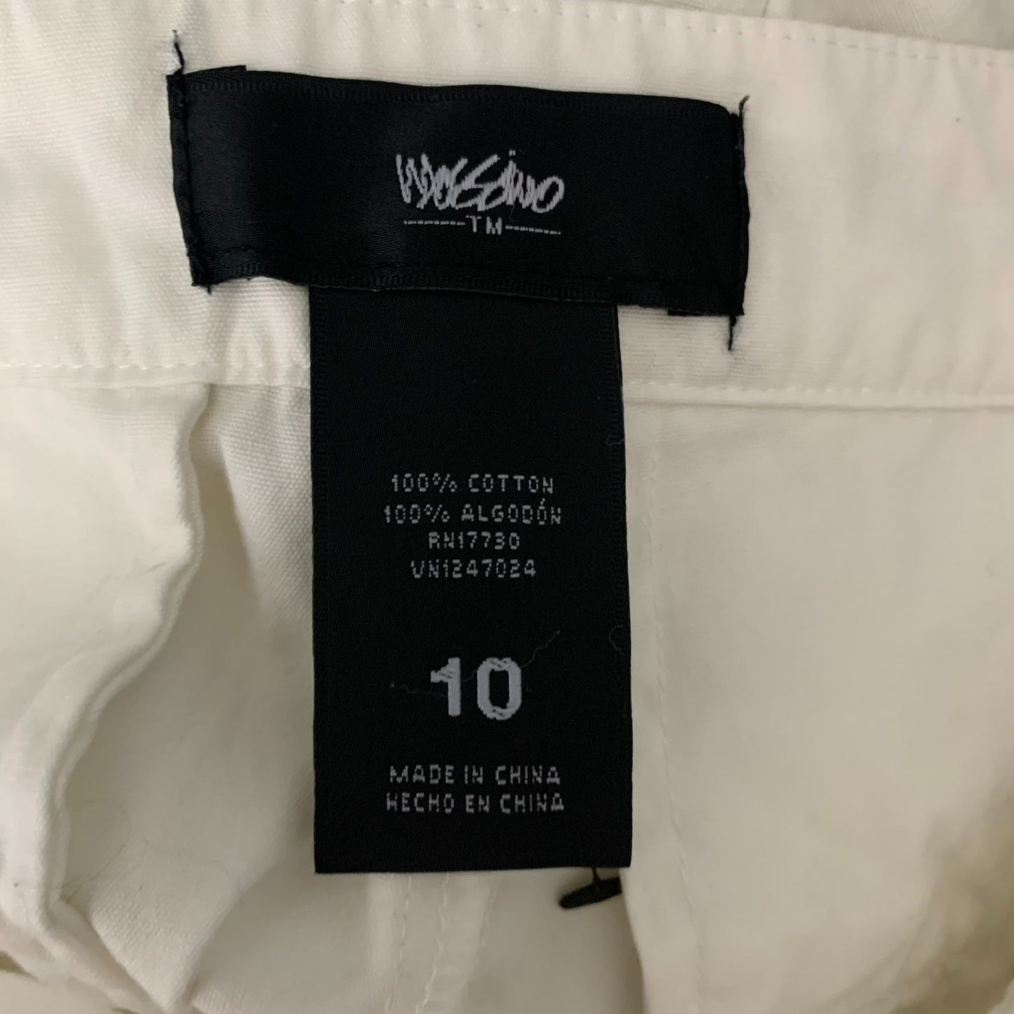 Mossimo Wide Leg Trouser Pants 10 White Large Pockets High Waisted Cotton