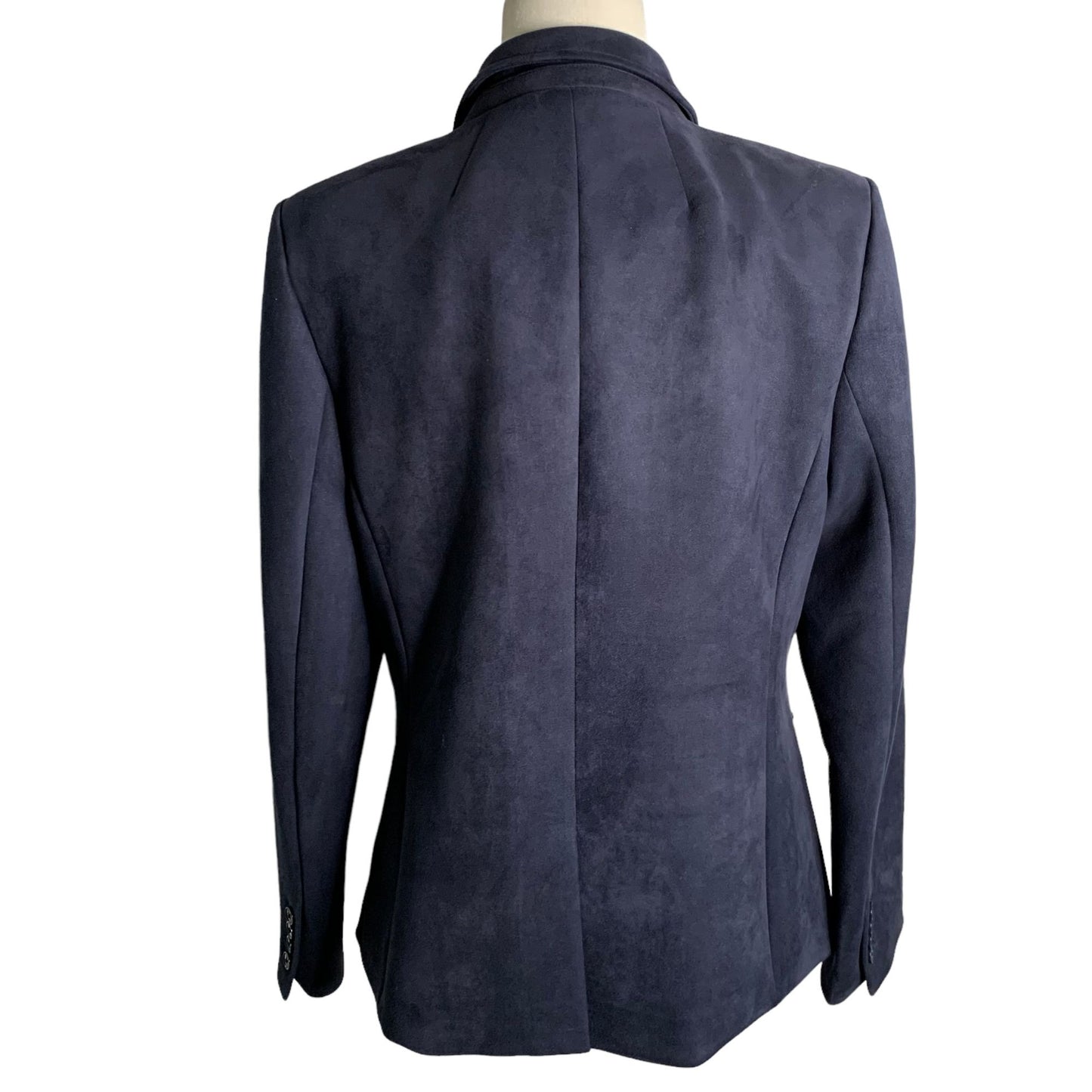 Tommy Hilfiger Faux Suede Blazer Jacket M Blue Lined Pockets Buttons Notch