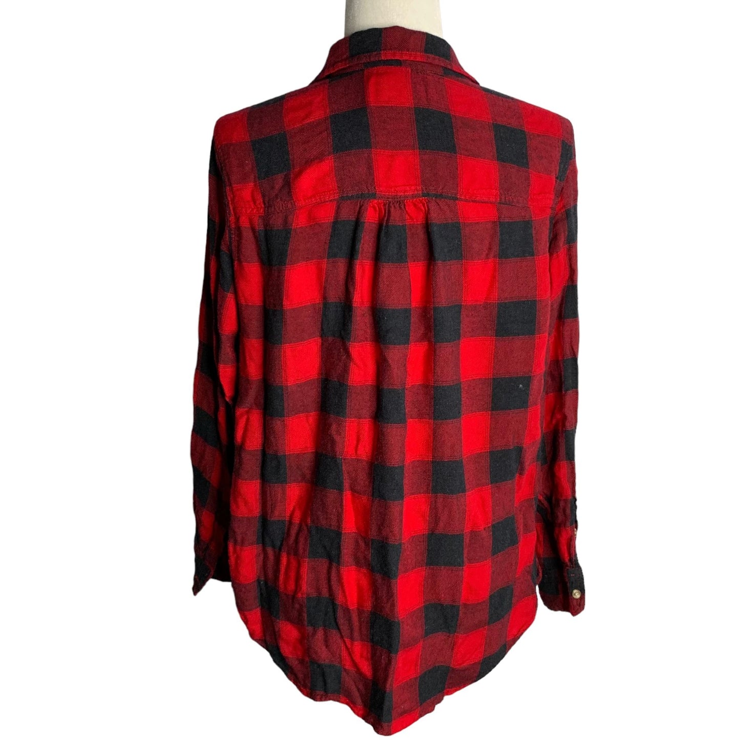 Lucky Brand Button Up Flannel Shirt M Red Buffalo Check Long Sleeves Pocket