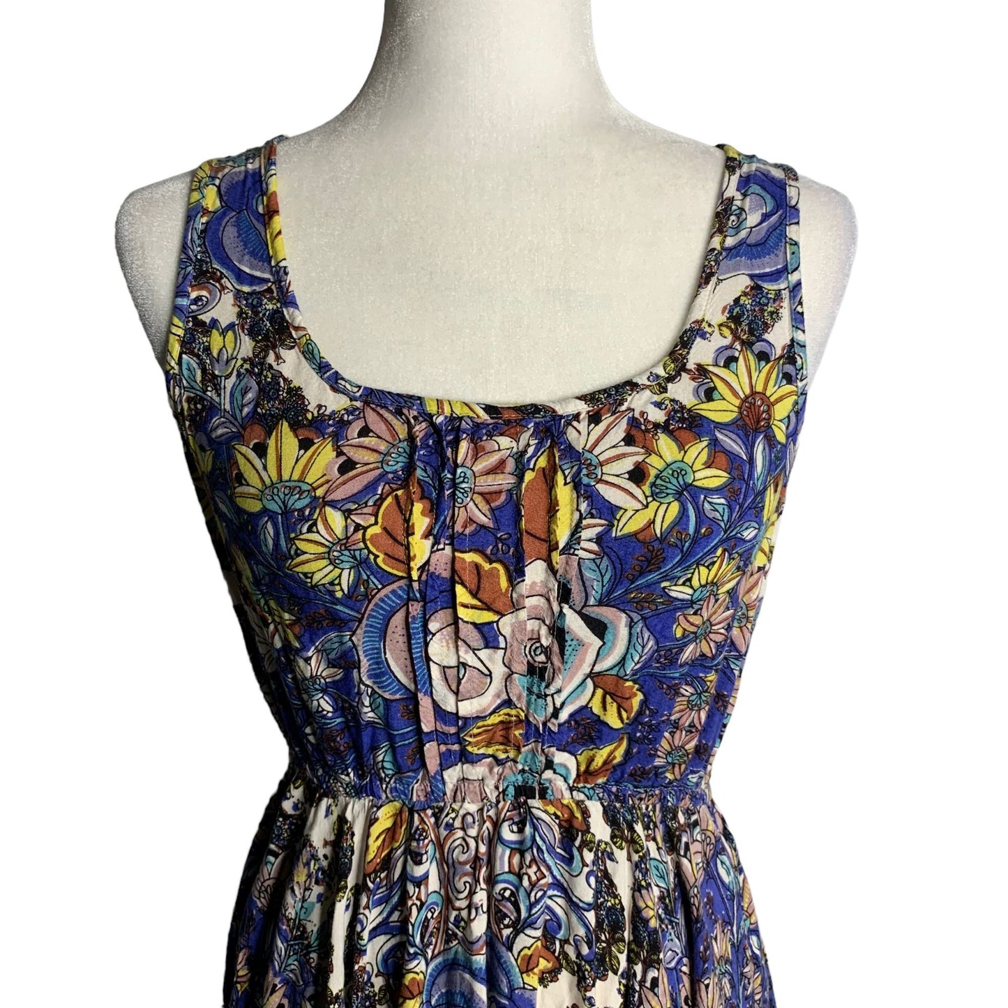 Lola P Handkerchief Shark Bite Hem Dress S Multicolored Floral Sleeveless
