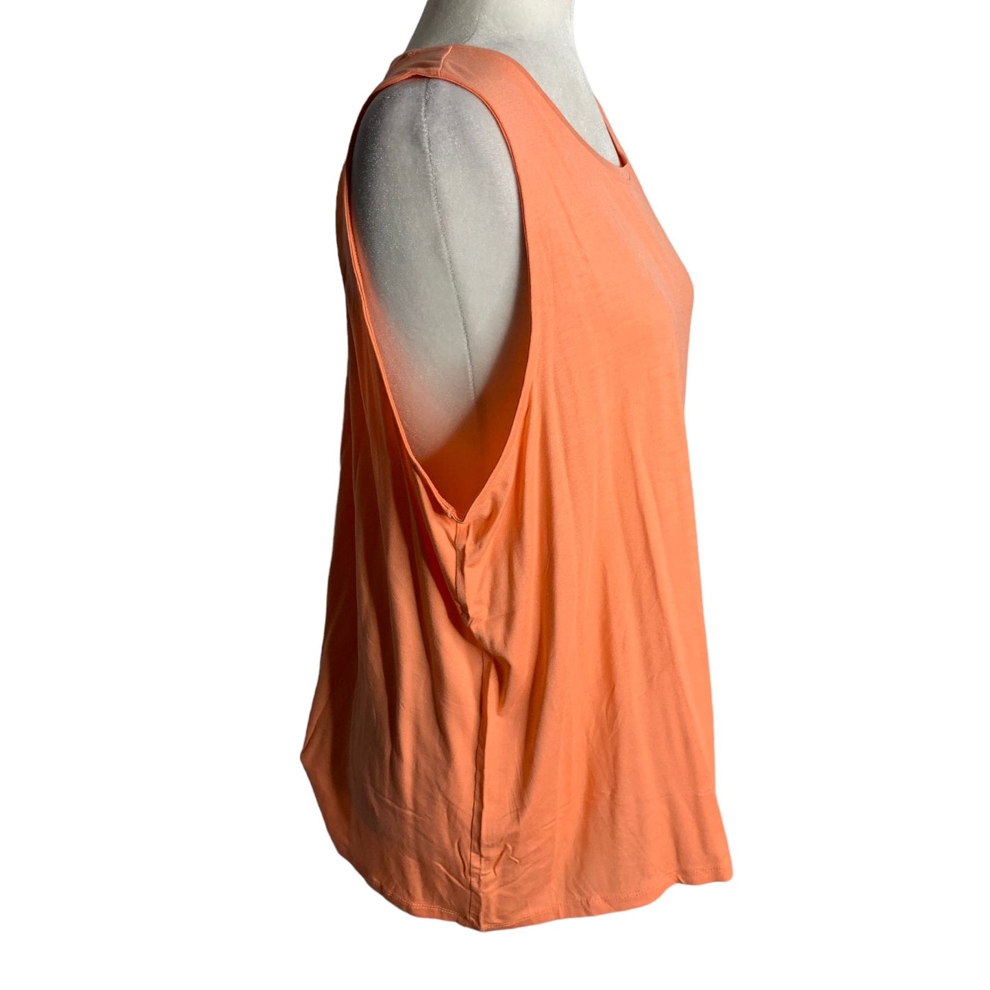 A New Day Stretch Knit Tank Top 1XL Peach Orange Sleeveless Round Neck Athletic