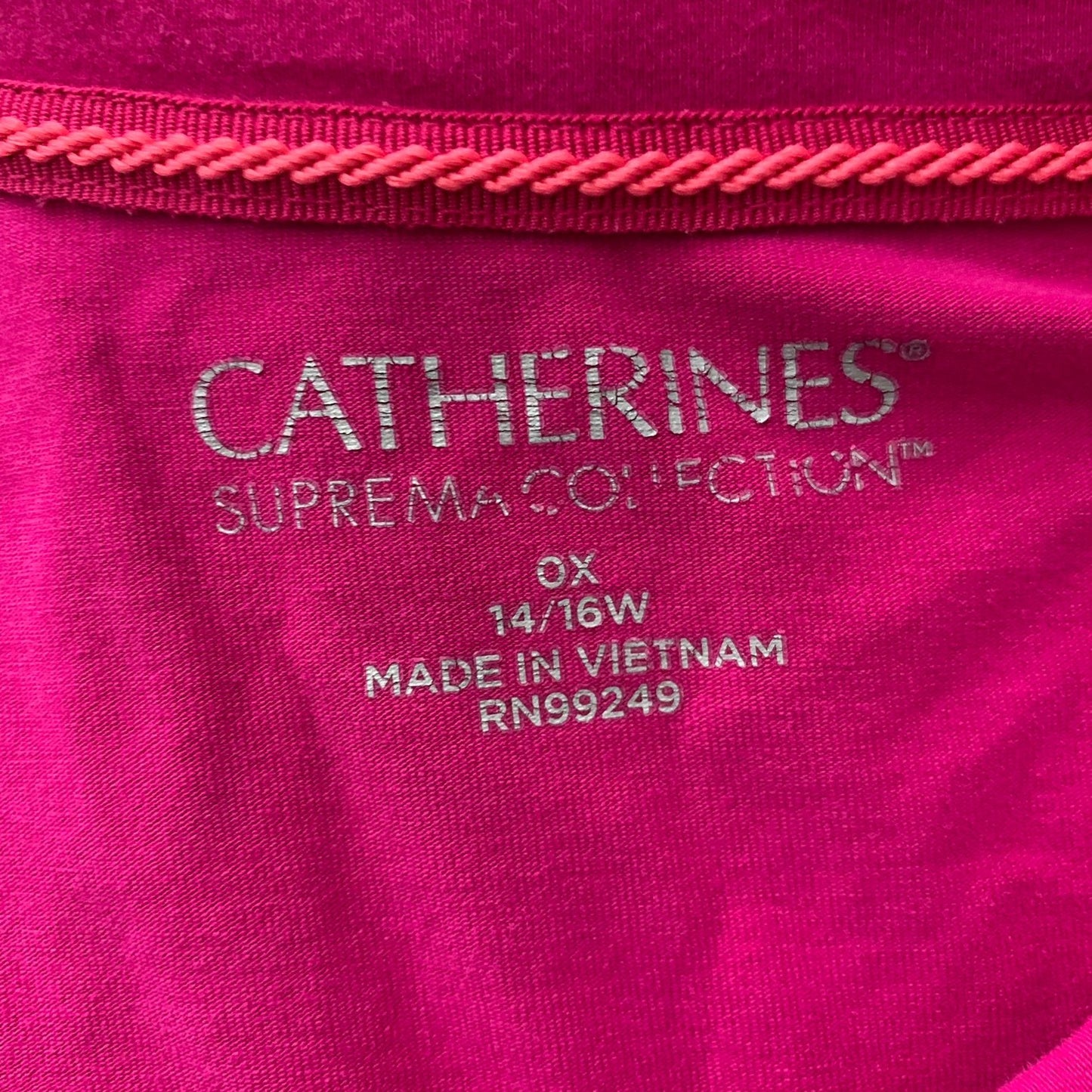 Catherines Short Sleeve Polo Shirt 14 Pink Buttons Collared Stretch Knit