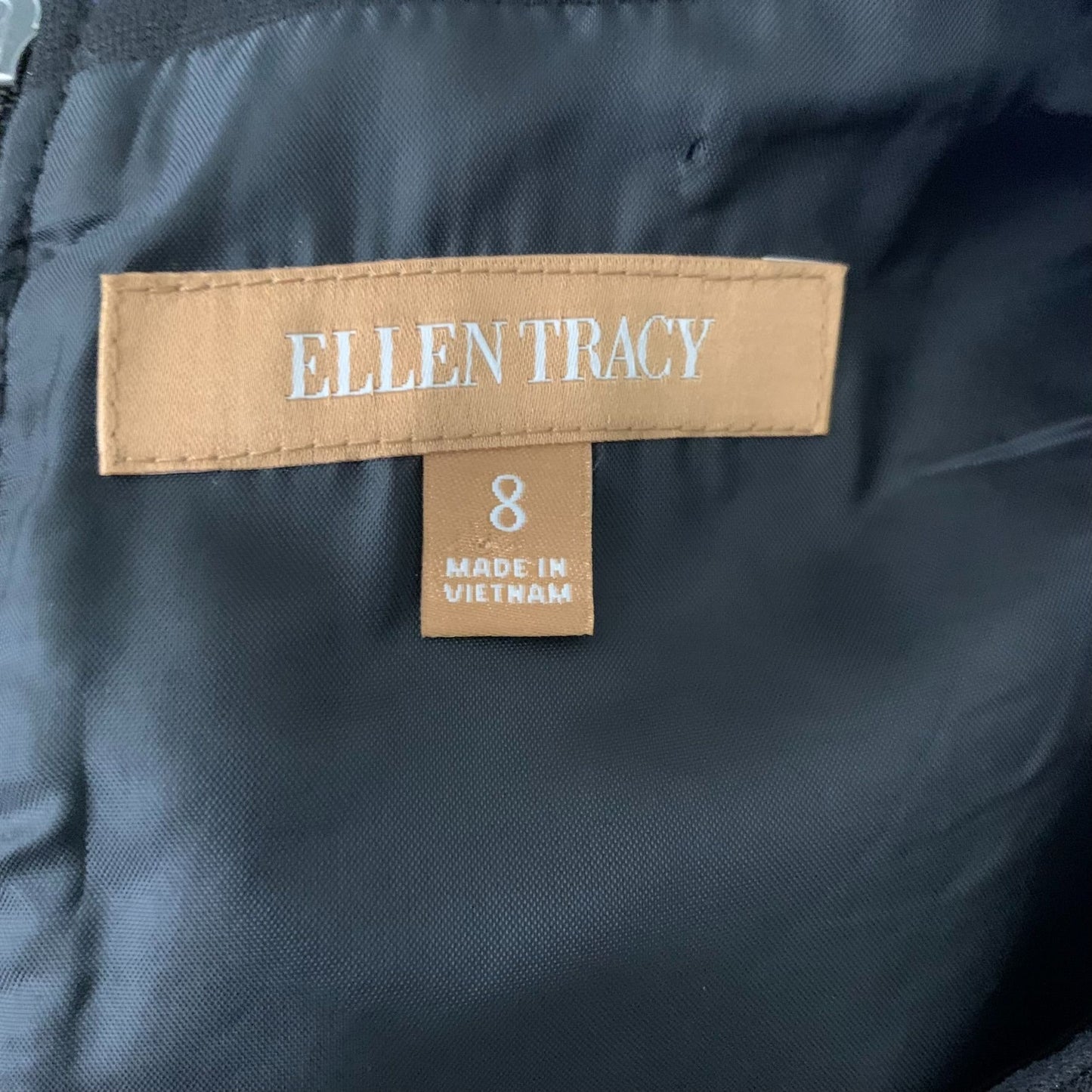 Ellen Tracy Colorblock Sheath Dress 8 Blue Black Lined Sleeveless Zip Round Neck