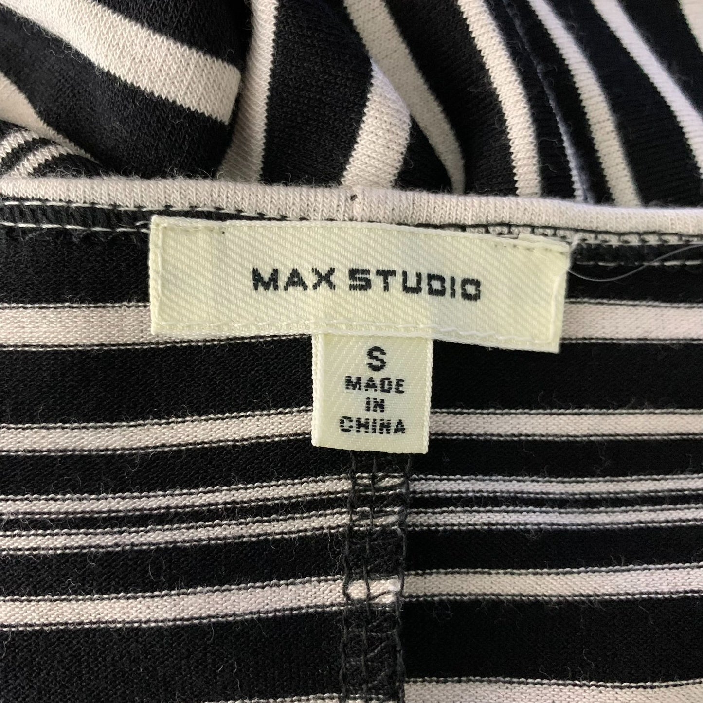 Max Studio Striped Knot Front Dress S Black White Knee Length Dolman Sleeves