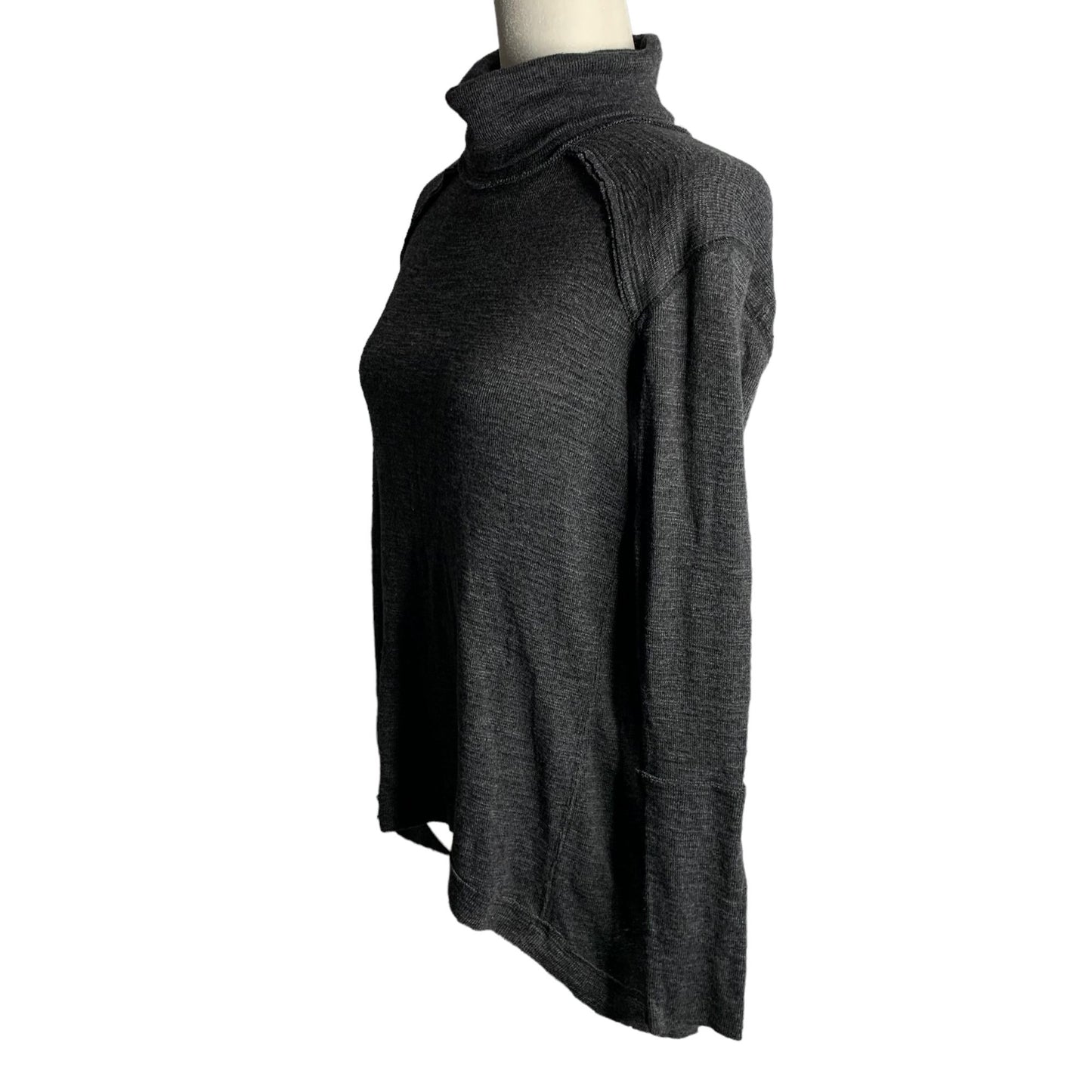 Urban Outfitters Turtleneck Pullover Sweater S Grey Knit Raw Seams Open Back