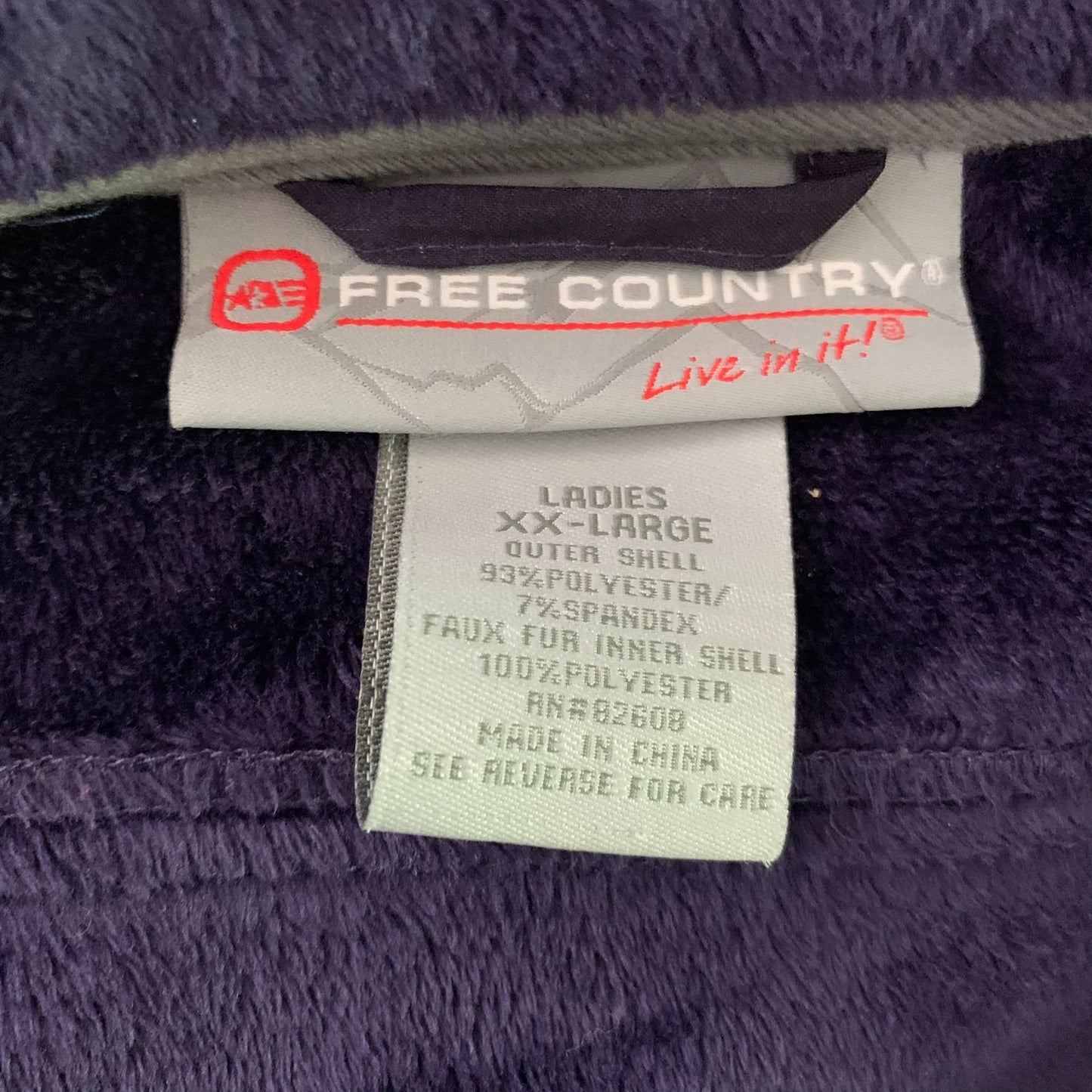 Free Country Fleece Lined Jacket XXL Purple Black Full Zipper Pockets Winter