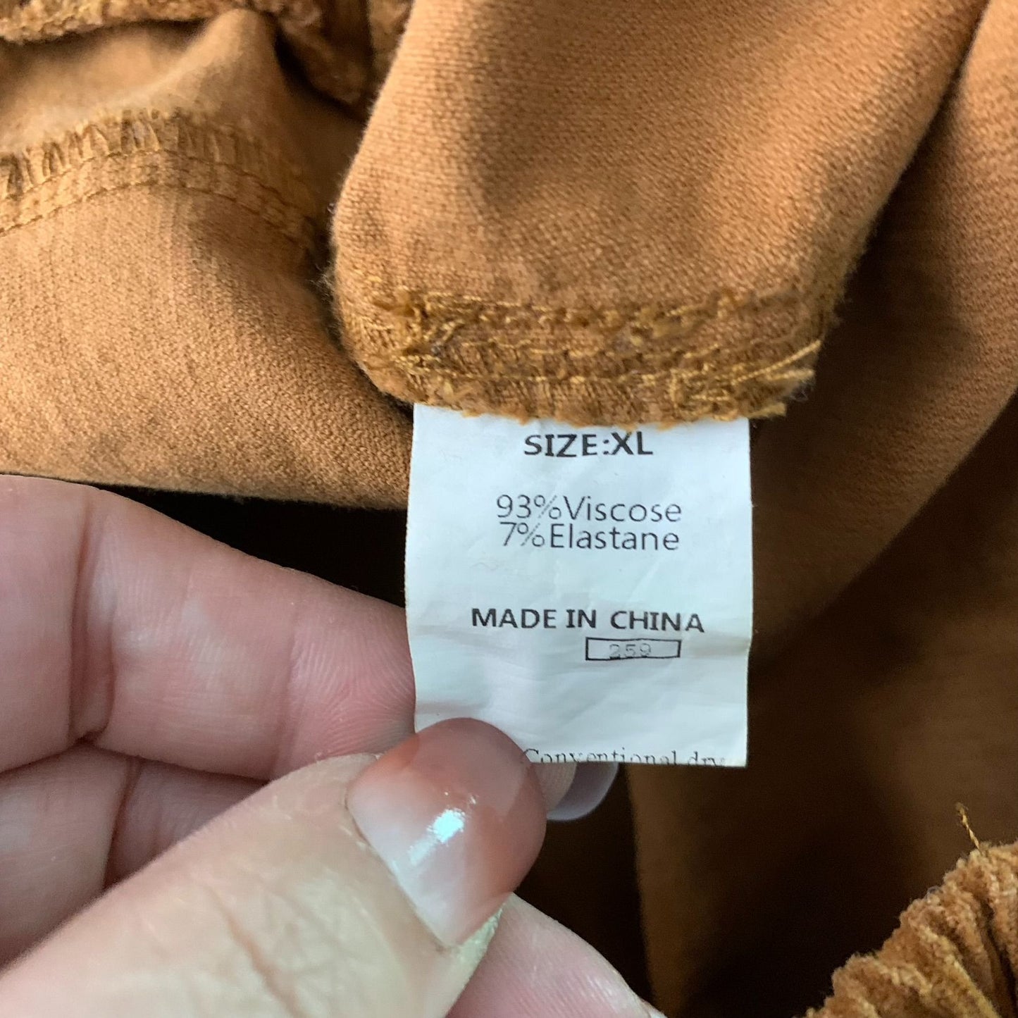 Micro Corduroy Boot Cut Flare Jeggings XL Brown Elastic Waist Pullon Pockets