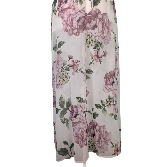 Trac Floral Off the Shoulder Maxi Dress S White Floral Zip Lined Adjustable