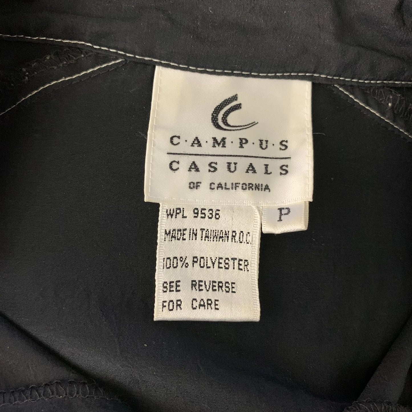 Vintage Campus Casuals Button Up Shirt S Black Long Sleeve Collar Hidden Placket