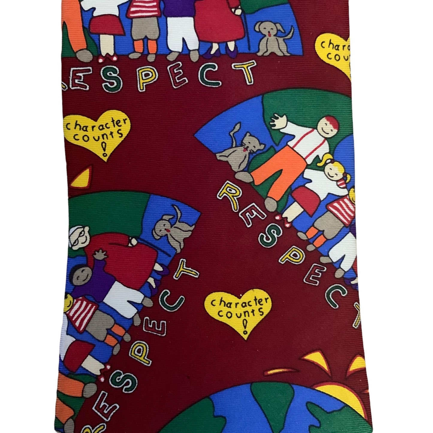 Character Counts Respect Silk Tie Maroon Red 3.75 in Handsewn Necktie