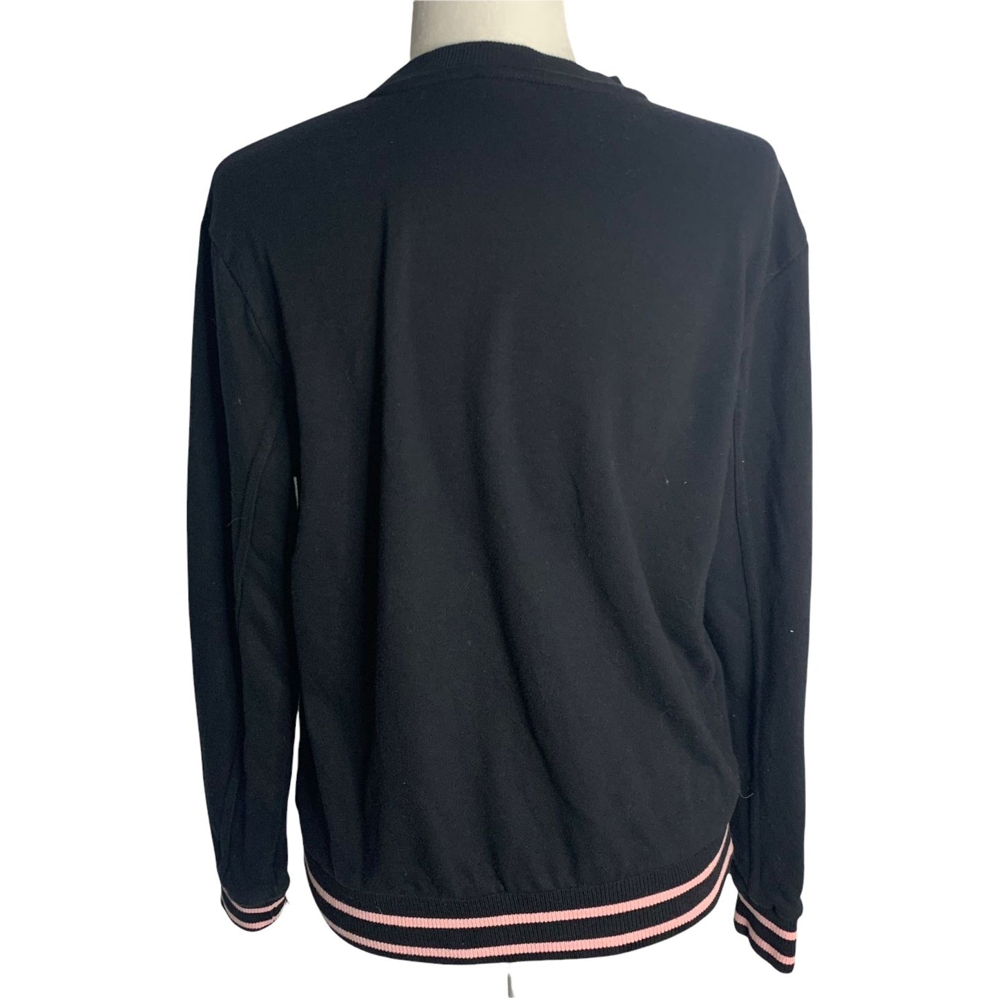Fila Crewneck Pullover Knit Sweatshirt M Black Pastels Logo Spell Out