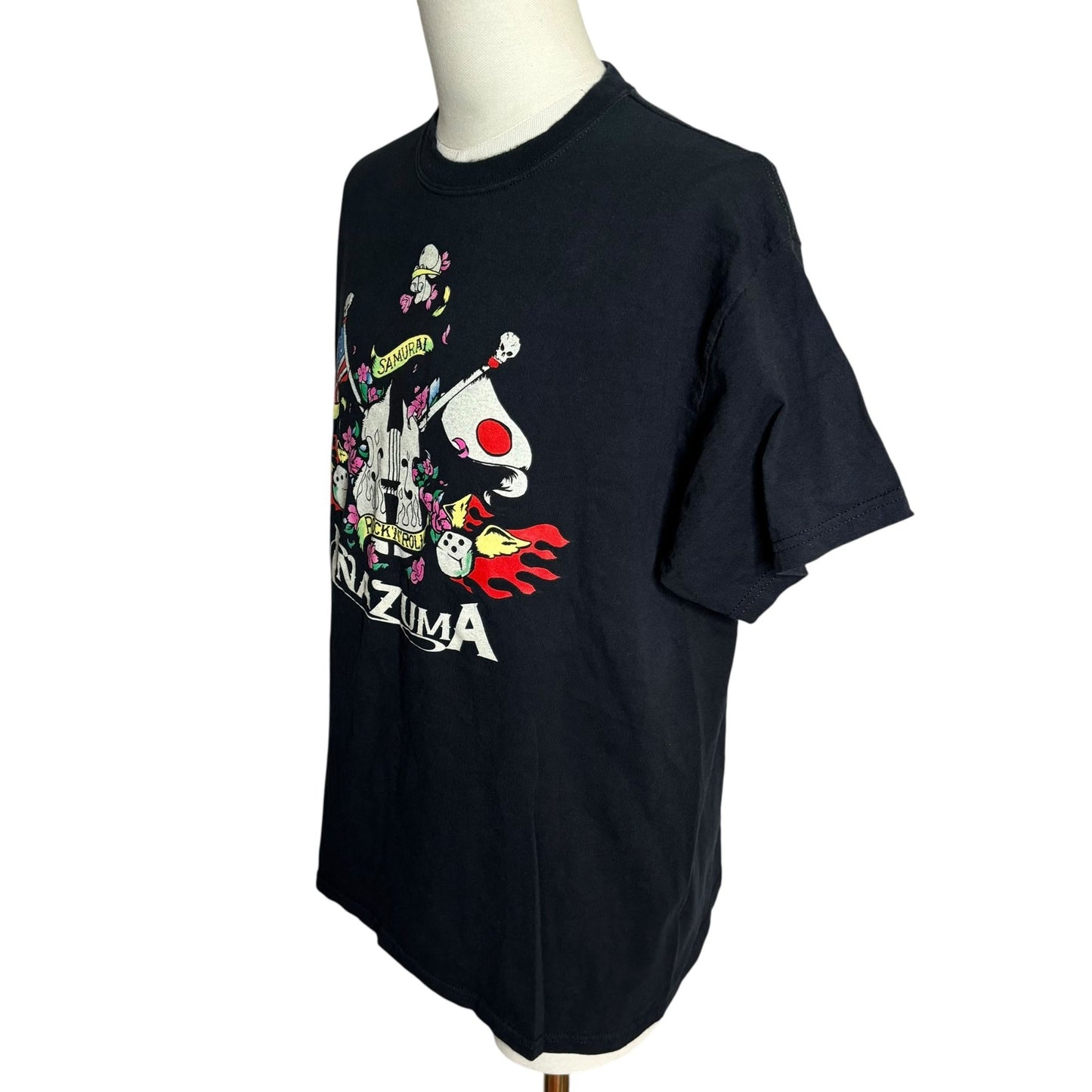 Samurai Inazuma Rock Band Graphic T-Shirt Adult Large Black Short Sleeve Tee