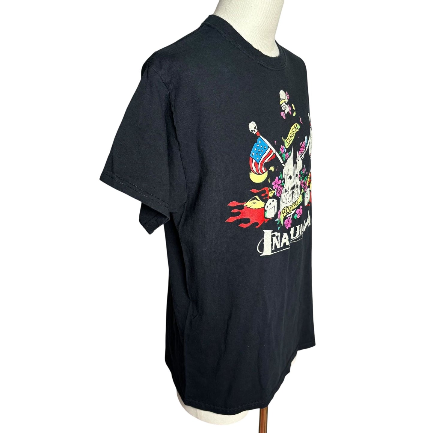 Samurai Inazuma Rock Band Graphic T-Shirt Adult Large Black Short Sleeve Tee