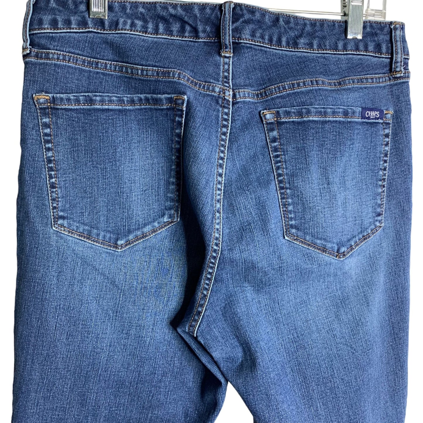 Chaps Mid Rise Crop Kick Denim Jeans 12 Med Wash Stretch Belt Loops Button Zip