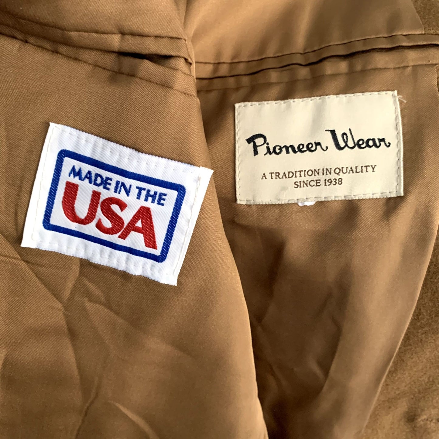 Vintage 80s Pioneer Wear Western Blazer Jacket 46 Brown Wool Pockets Lined USA