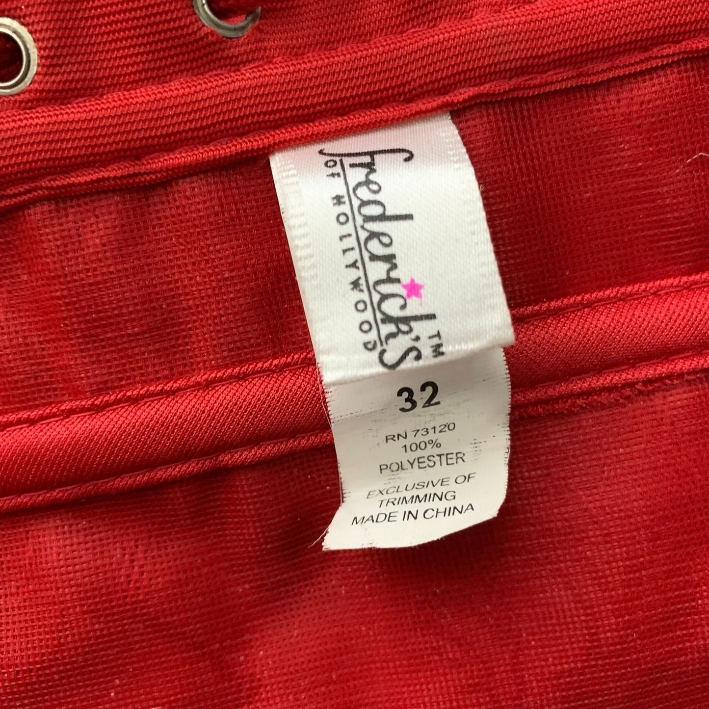 Fredericks Hollywood Dream Sweetheart Corset 32 Red Jacquard Lace Hook Closure