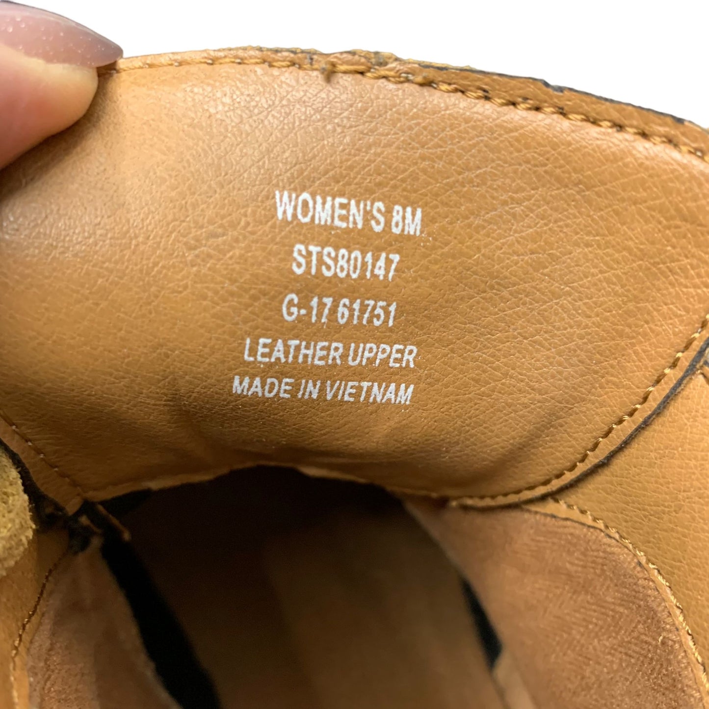 Sperry Harlow Burnished Leather Wedge Boots 8M Brown Tie Front Booties Pumps