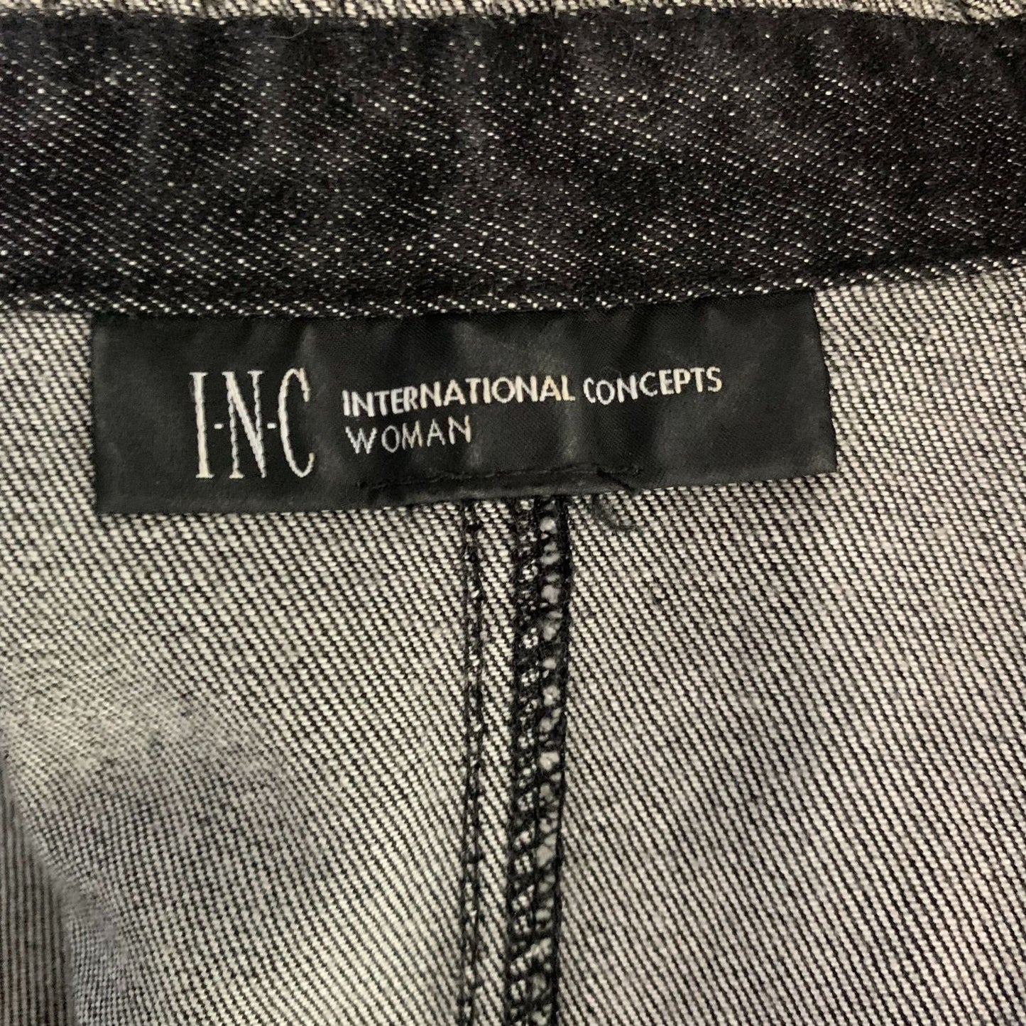 International Concepts INC Denim Jacket XL Black Crochet Lace Hook Eye Closures
