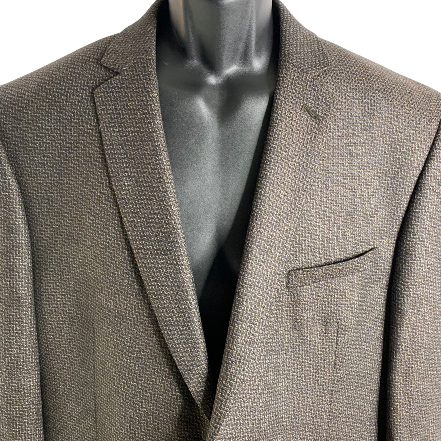 Joseph Abbound Silk Wool Blazer Jacket 46 Brown Blue 2 Button Lined Pockets