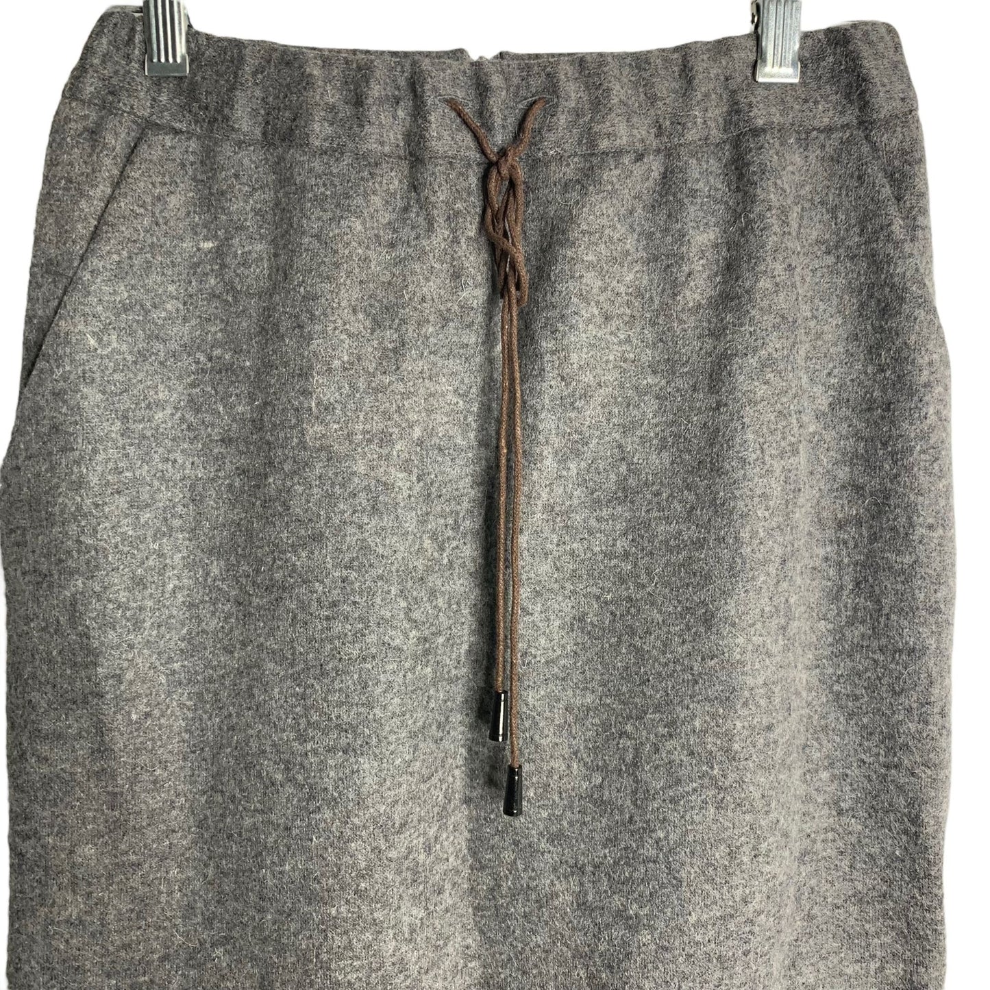 12 Storeez Wool Pencil Skirt XS Grey Drawstring Elastic Waist Pockets Lined