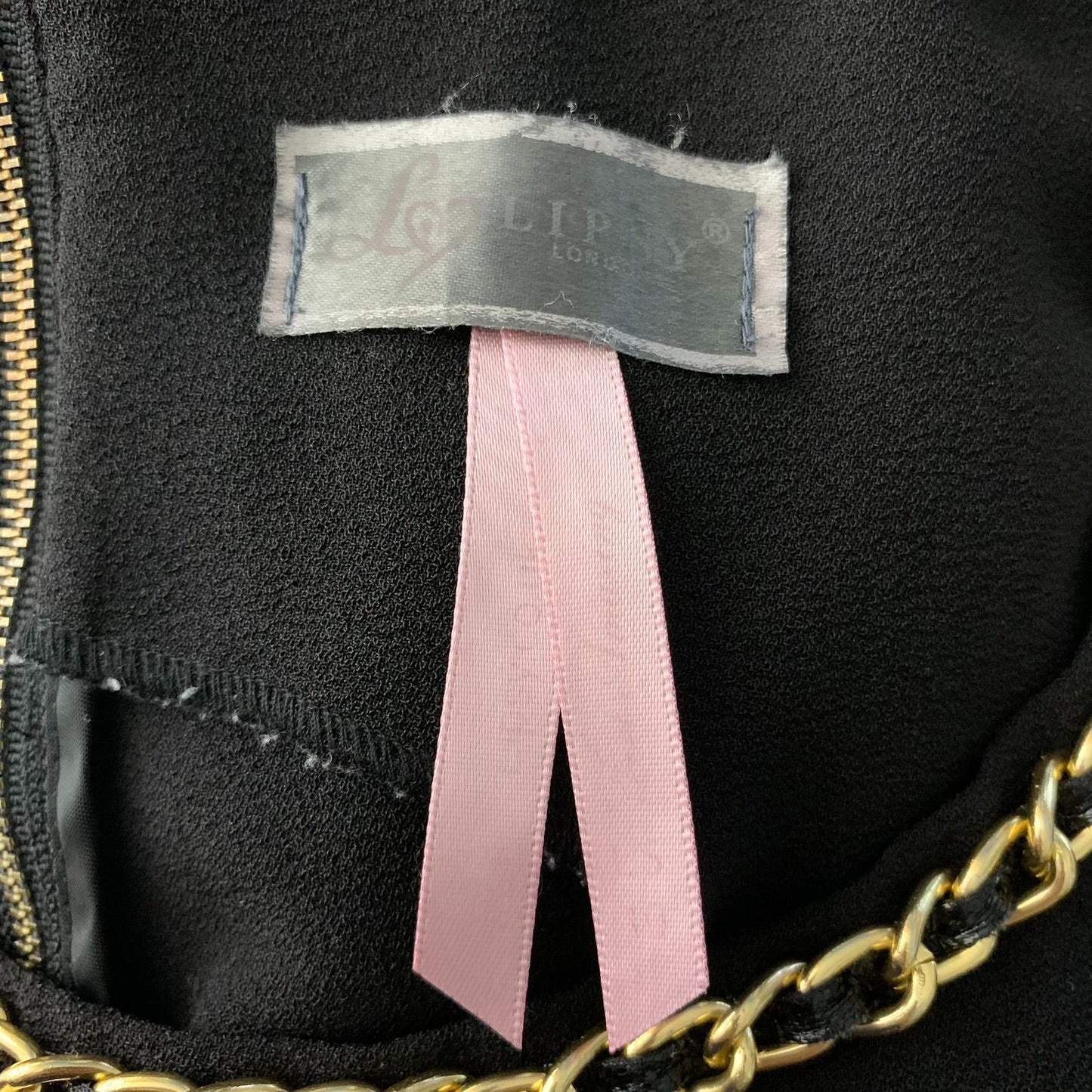 Lipsy London Sleeveless Mini Sheath Dress 10 Black Chain Detail Back Zipper