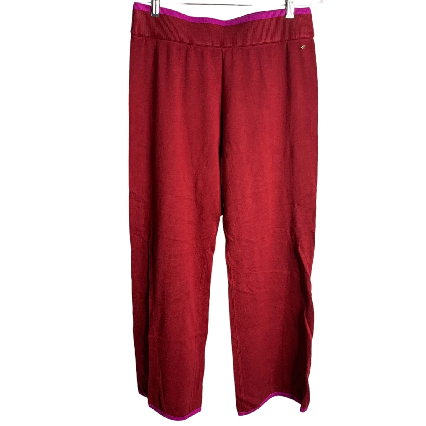 Sofia Luxe Knit Pajama Lounge Pants M Maroon Red Elastic Waist High Rise