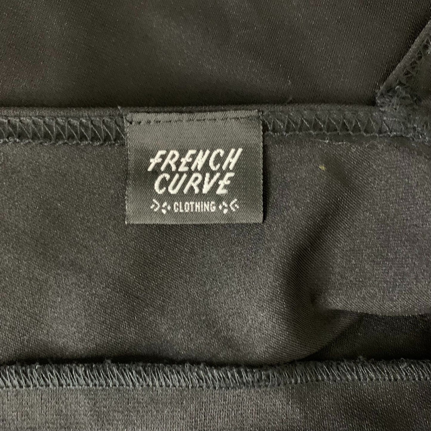 French Curve Cowl Neck Midi Dress M Black Sleeveless V Back High Low Hem Stretch