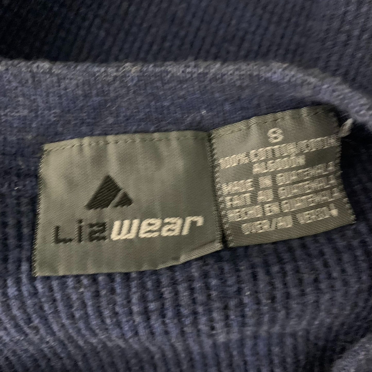 Vintage 90s Liz Wear Quarter Zip Shirt S Blue Ribbed Knit Pocket Long Sleeves