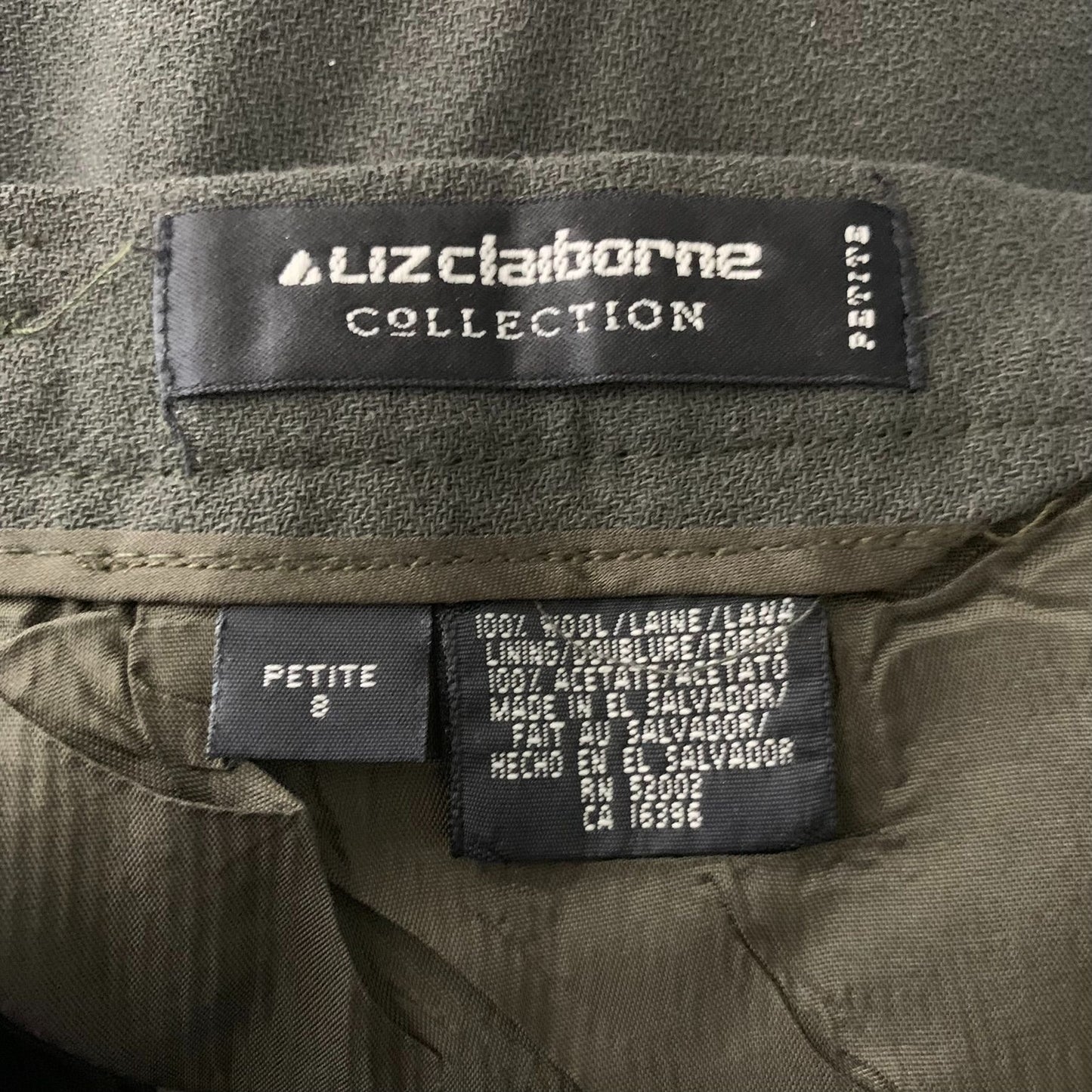 Vintage Liz Claiborne Wool Pencil Skirt S Forest Green Button Zip Lined Pleated