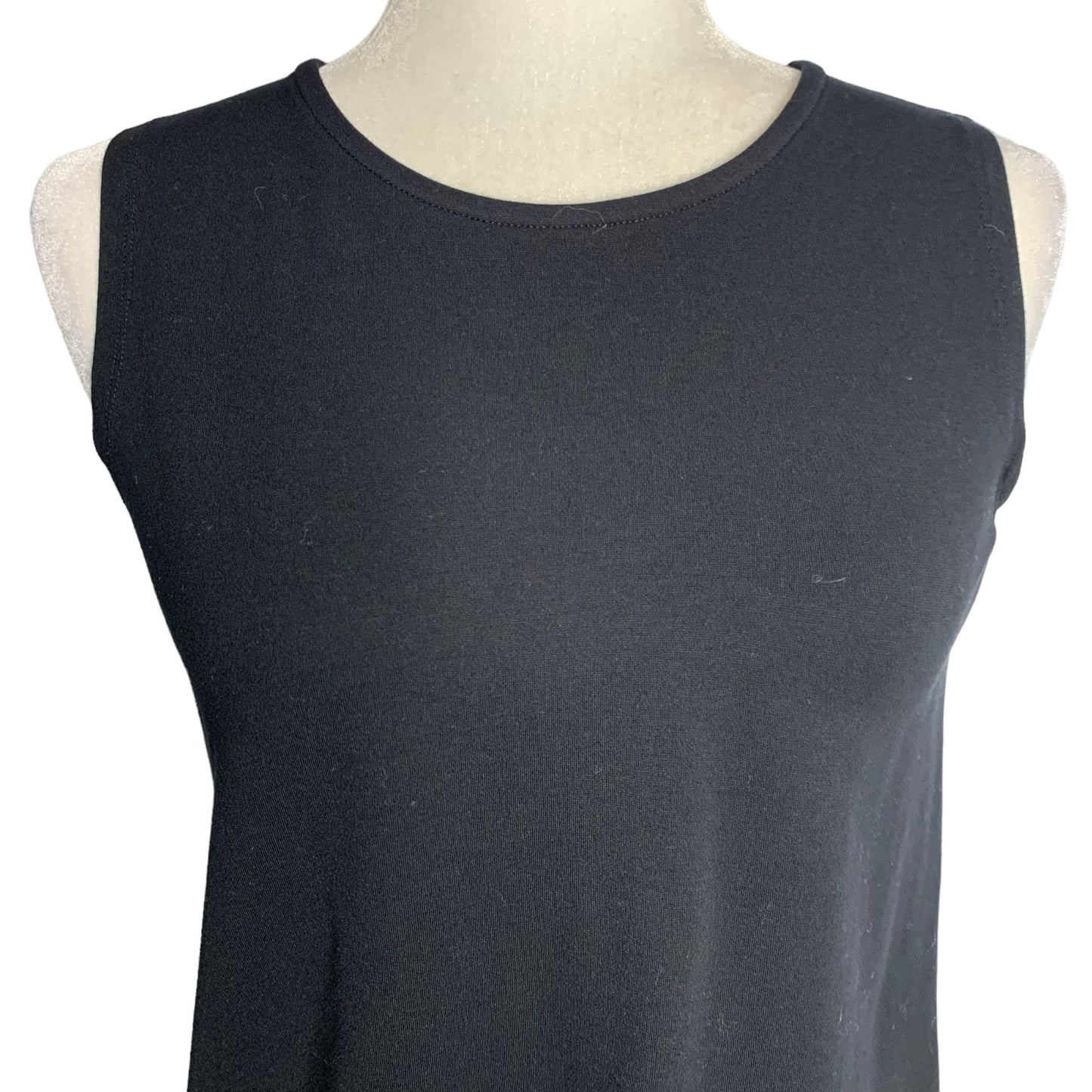 Open Side Athletic Tank Top S Black Sleeveless Round Neck Stretch Knit Wrap