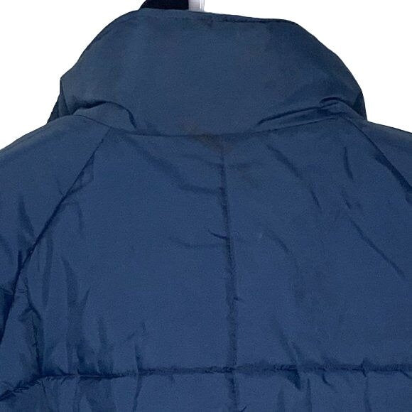 Vintage 80s Outergear Reversible Puffer Jacket L Blue White Hood Zip Pockets