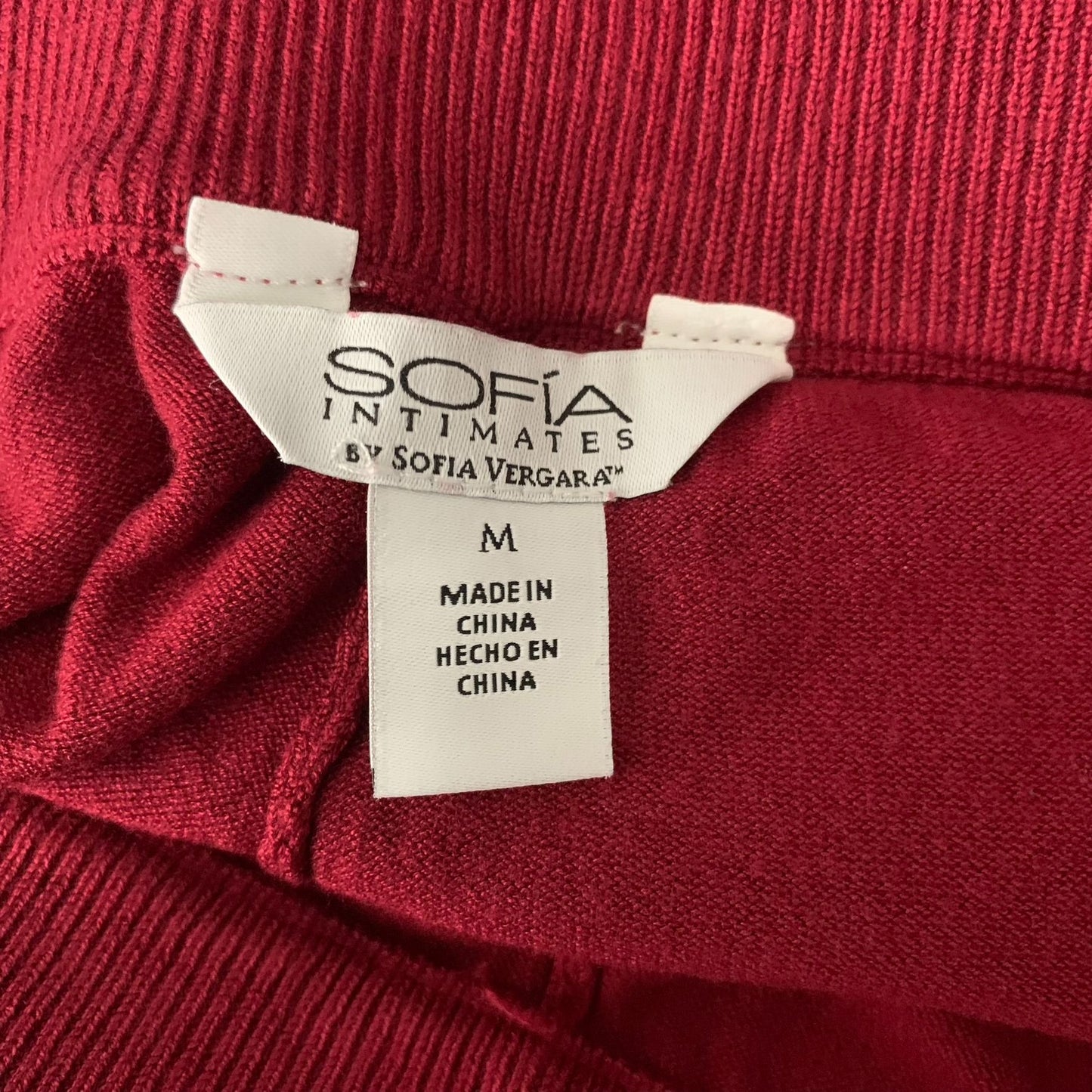 Sofia Luxe Knit Pajama Lounge Pants M Maroon Red Elastic Waist High Rise