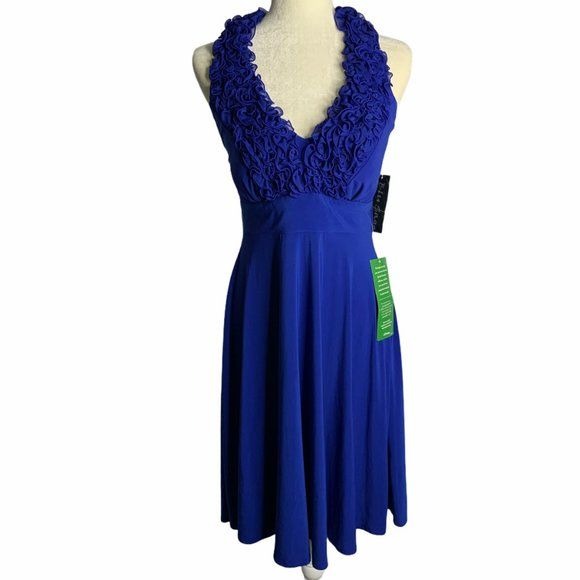 Blu Sage Royal Blue Sweetheart Ruffle Dress