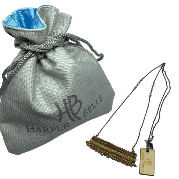 Harper Belle Macrame Citrine Pearl Necklace 20 in Chain Storage Bag NEW