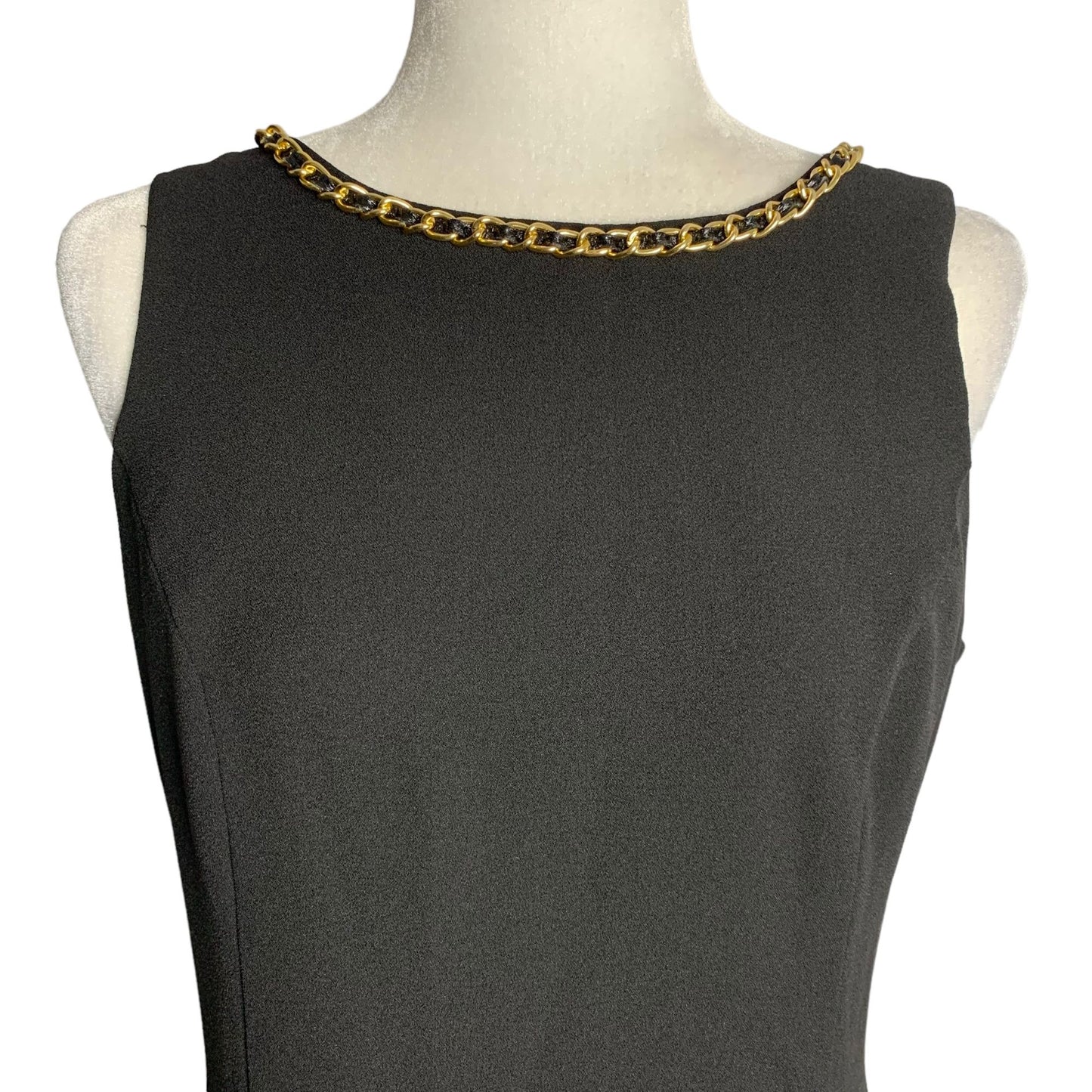 Lipsy London Sleeveless Mini Sheath Dress 10 Black Chain Detail Back Zipper