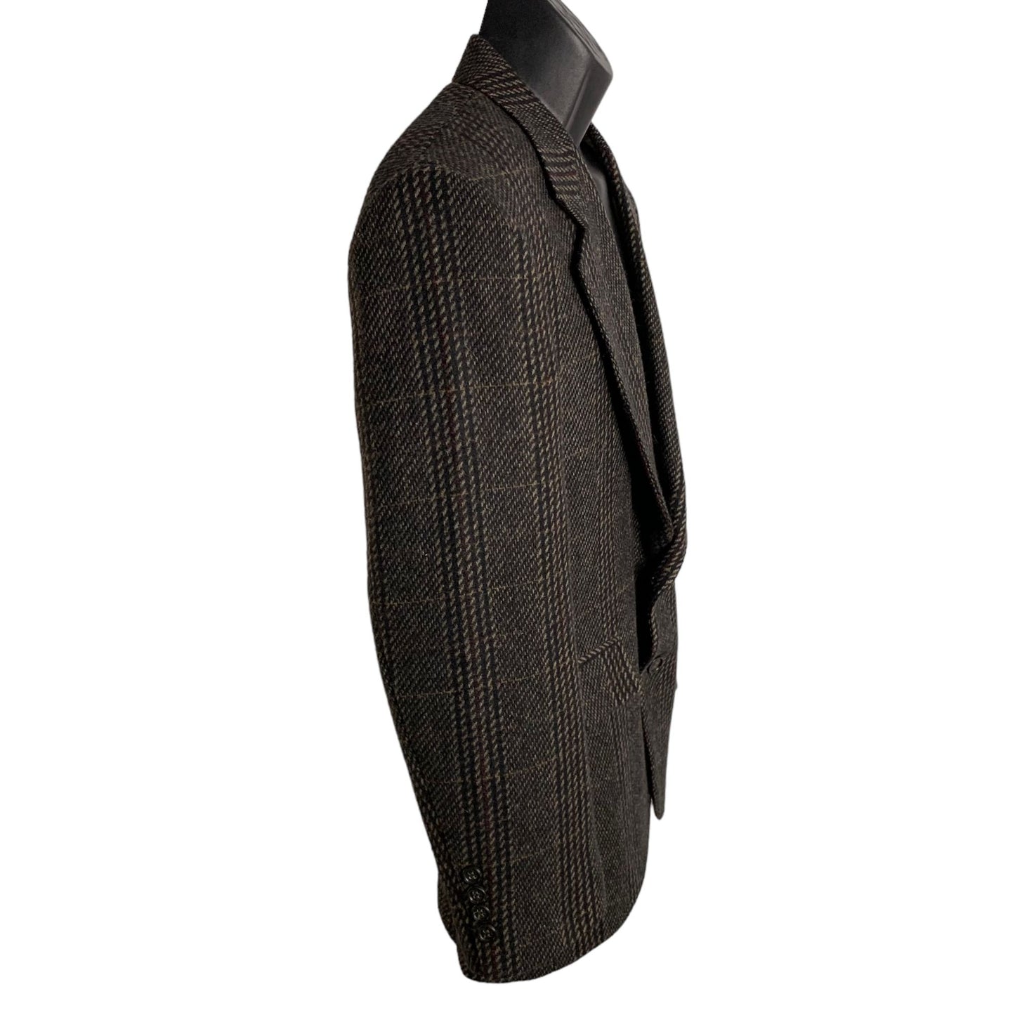 Vintage Lanier Wool Blend Sport Coat Blazer 42 Black Check 2 Button Pockets