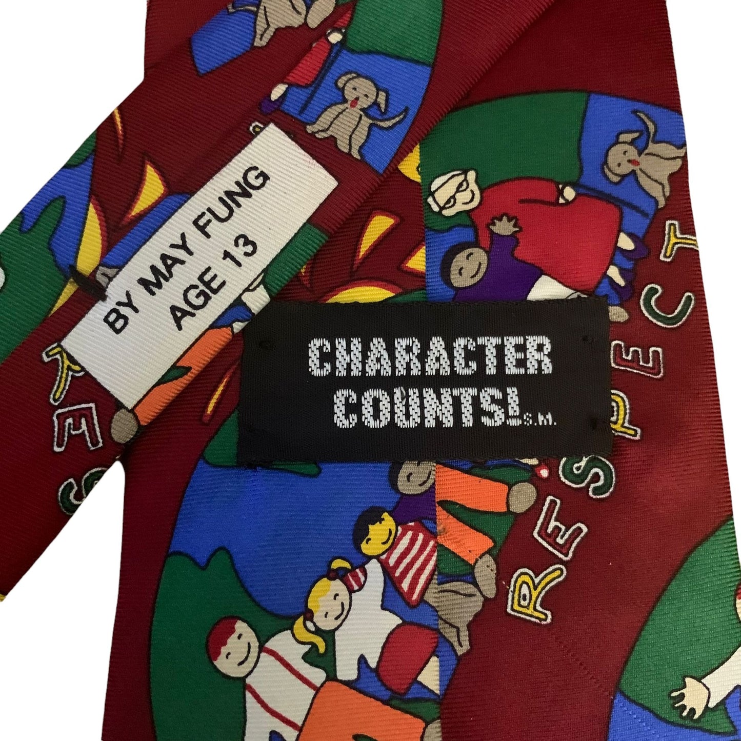Character Counts Respect Silk Tie Maroon Red 3.75 in Handsewn Necktie