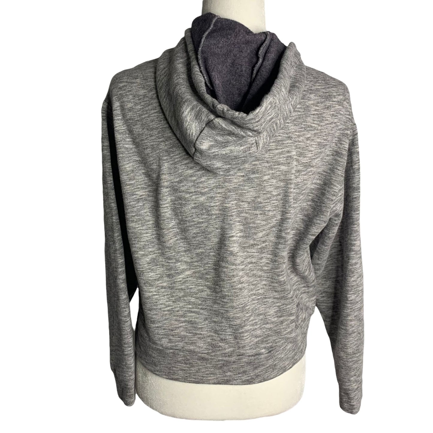 Victorias Secret Pink Cropped Sweatshirt XS Grey Hooded Long Sleeve Fleece