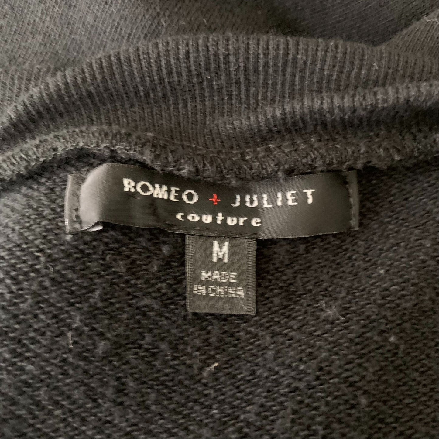 Romeo & Juliet Distressed Pullover Sweatshirt M Black Tied Sides Crewneck