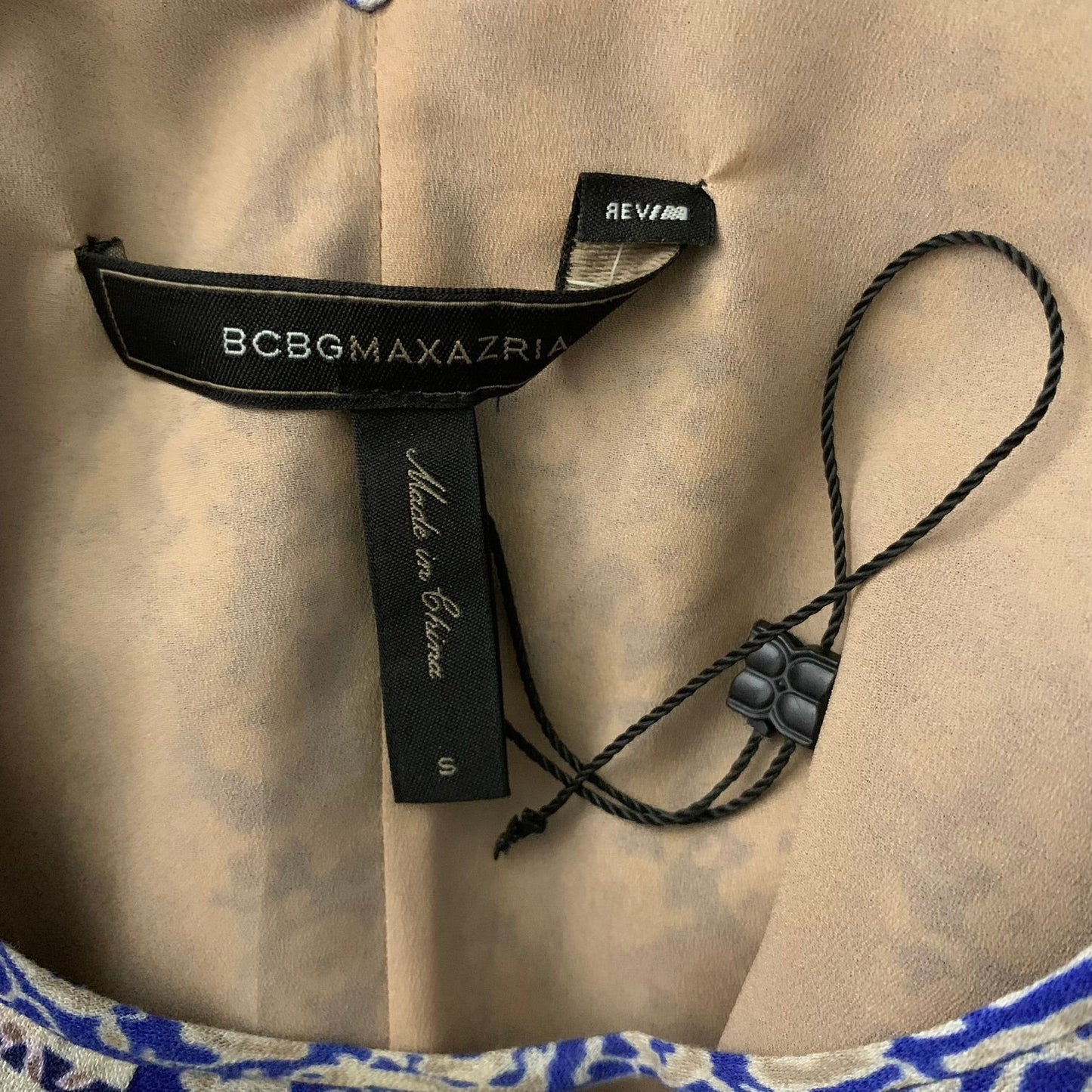 BCBG Bardot Printed Long Sleeve Dress S Blue Floral Lined Keyhole Pullover