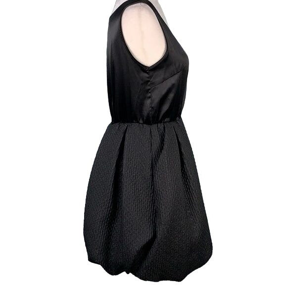 Loveit Sleeveless Mini Bubble Dress 6 Black Wool Blend Pockets Pleated Lined