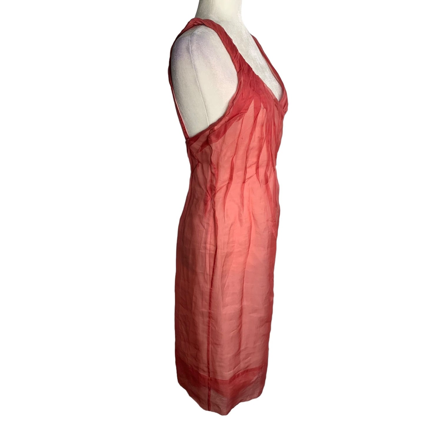 BCBGMAXAZRIA Runway Silk Mini Dress 6 Red Sleeveless Backless Lined Zipper