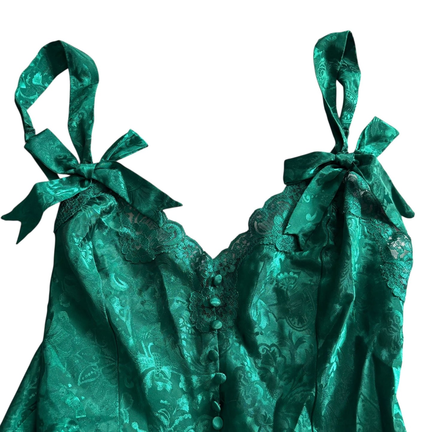 Vintage Victorias Secret Green Bodysuit Medium Teddy Lingerie Gold Label Snaps