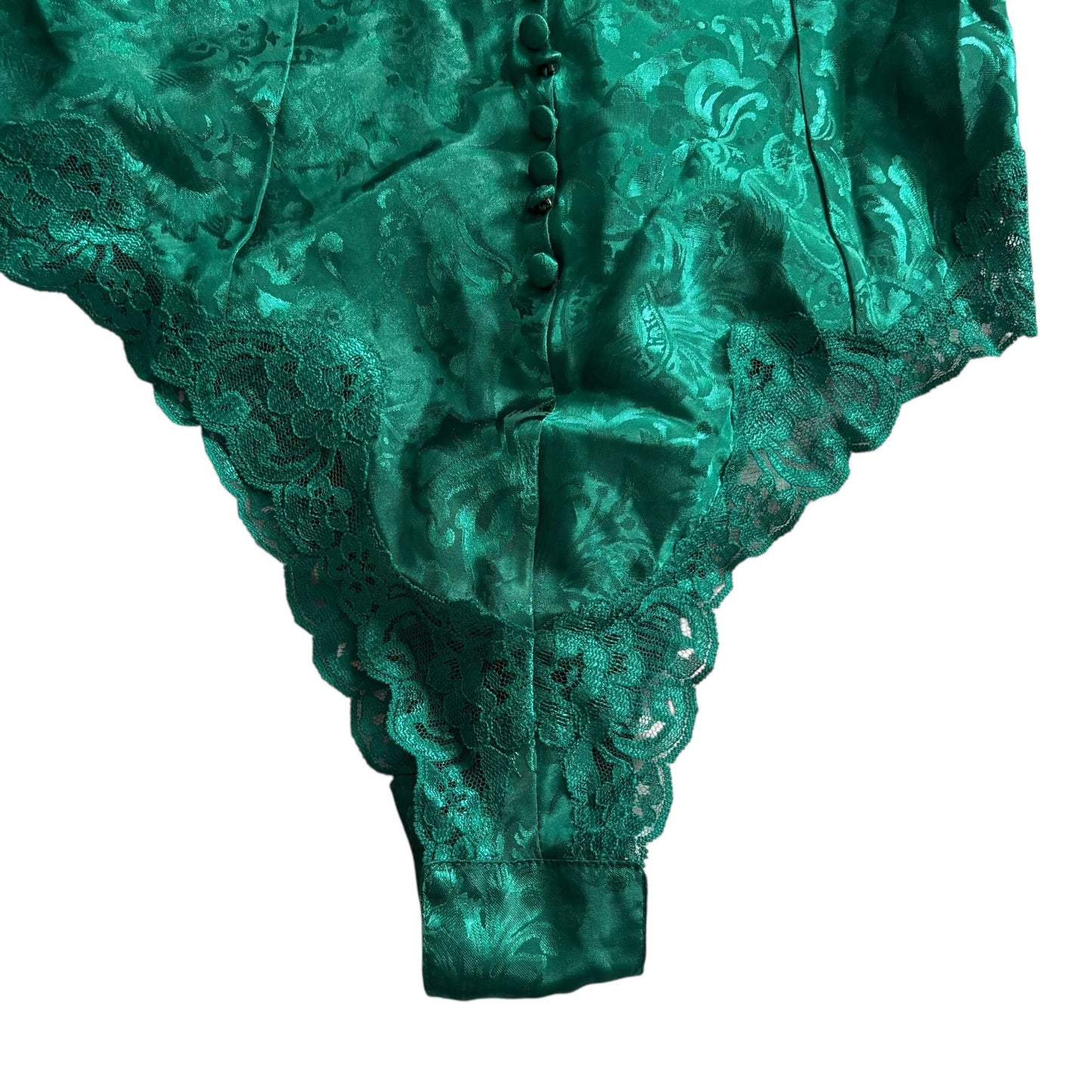 Vintage Victorias Secret Green Bodysuit Medium Teddy Lingerie Gold Label Snaps