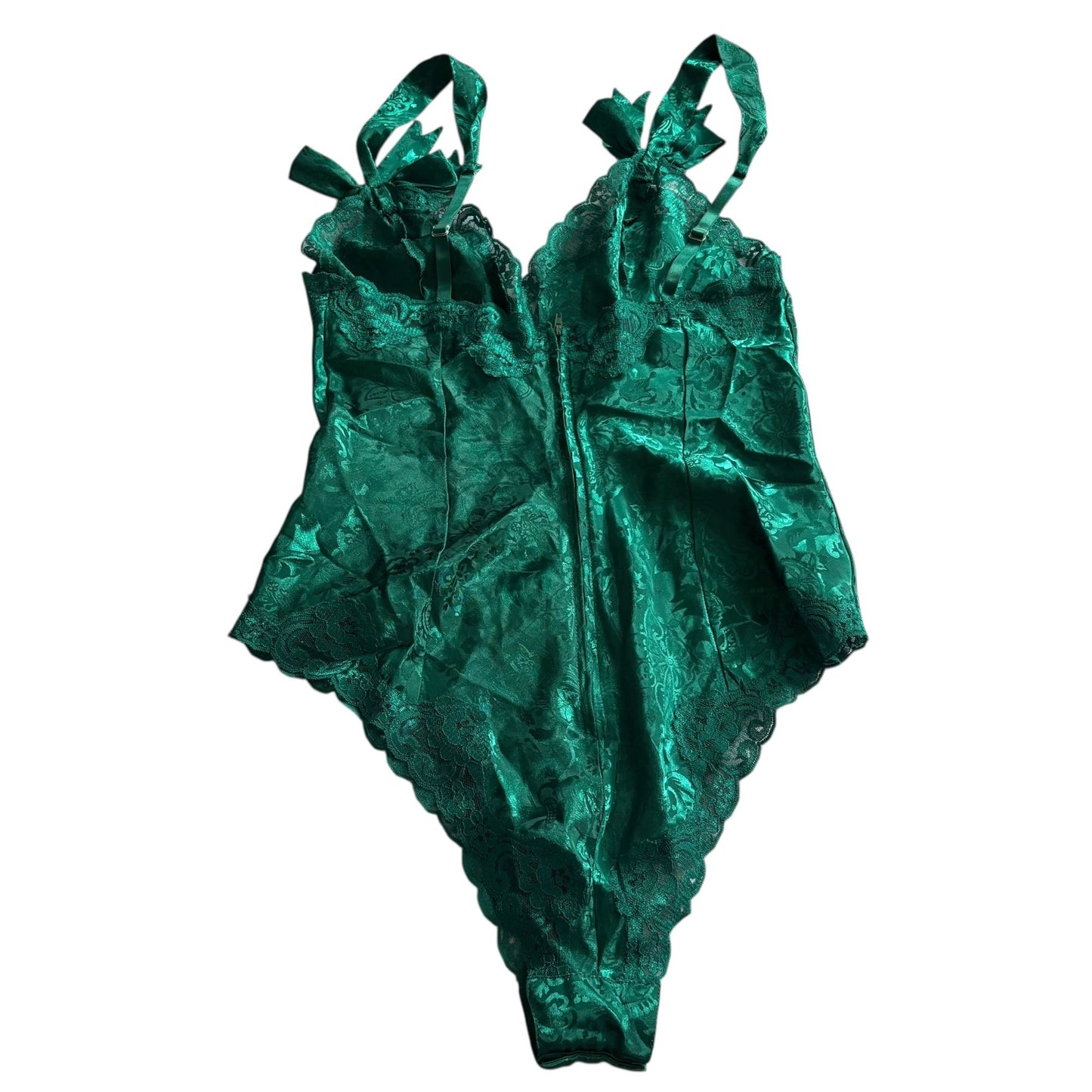 Vintage Victorias Secret Green Bodysuit Medium Teddy Lingerie Gold Label Snaps